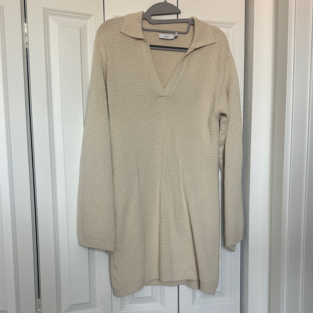 Onia Beige Knit Sweater Dress